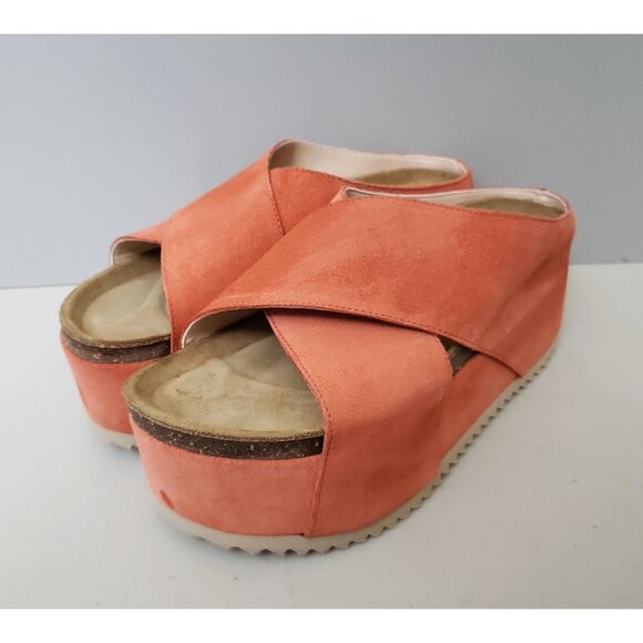 Free People Intentionally Blank Limelight Flatform Sandals Coral Size 37 - Picture 2 of 5